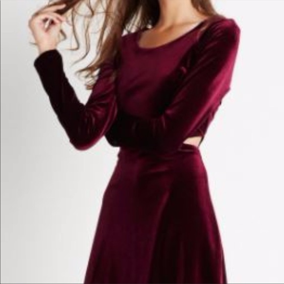 BCBG Velour Red Christmas Cutout Dress - Picture 1 of 4